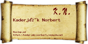 Kaderják Norbert névjegykártya